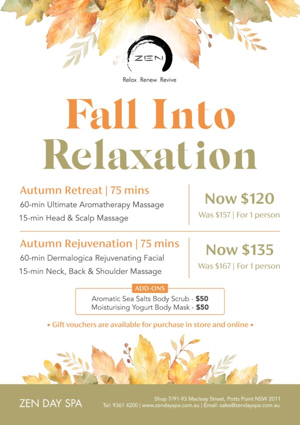 Autumn Spa Packages 2022 - Zen Day Spa