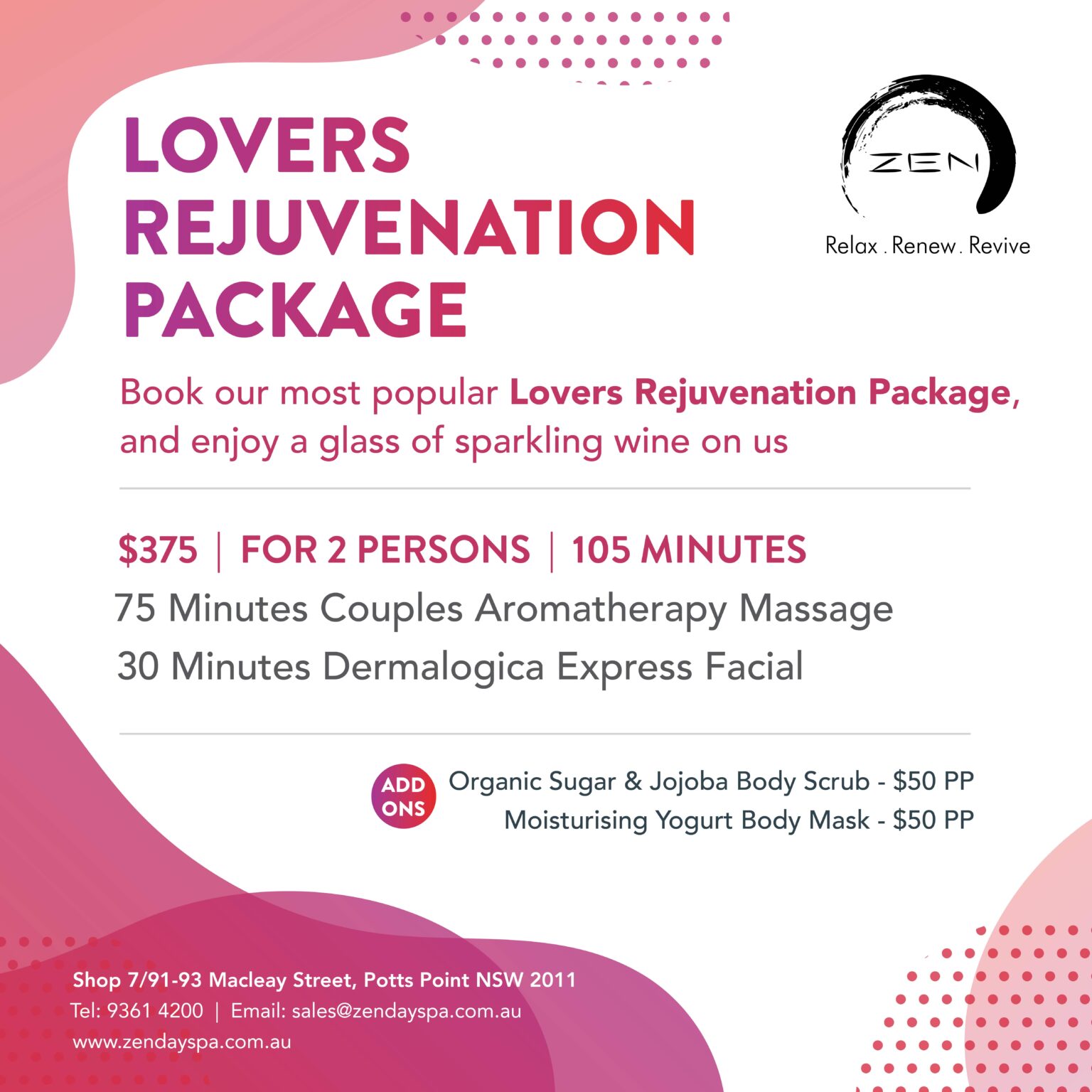 Couples Massage Promo: Lovers Rejuvenation - Zen Day Spa