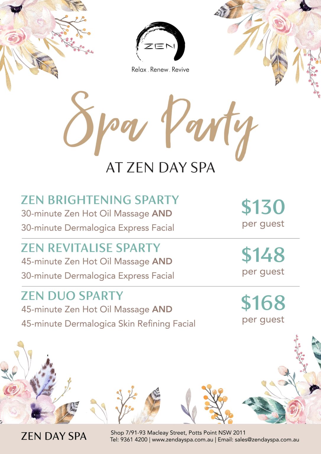 Hens Group Spa Day Packages Zen Day Spa