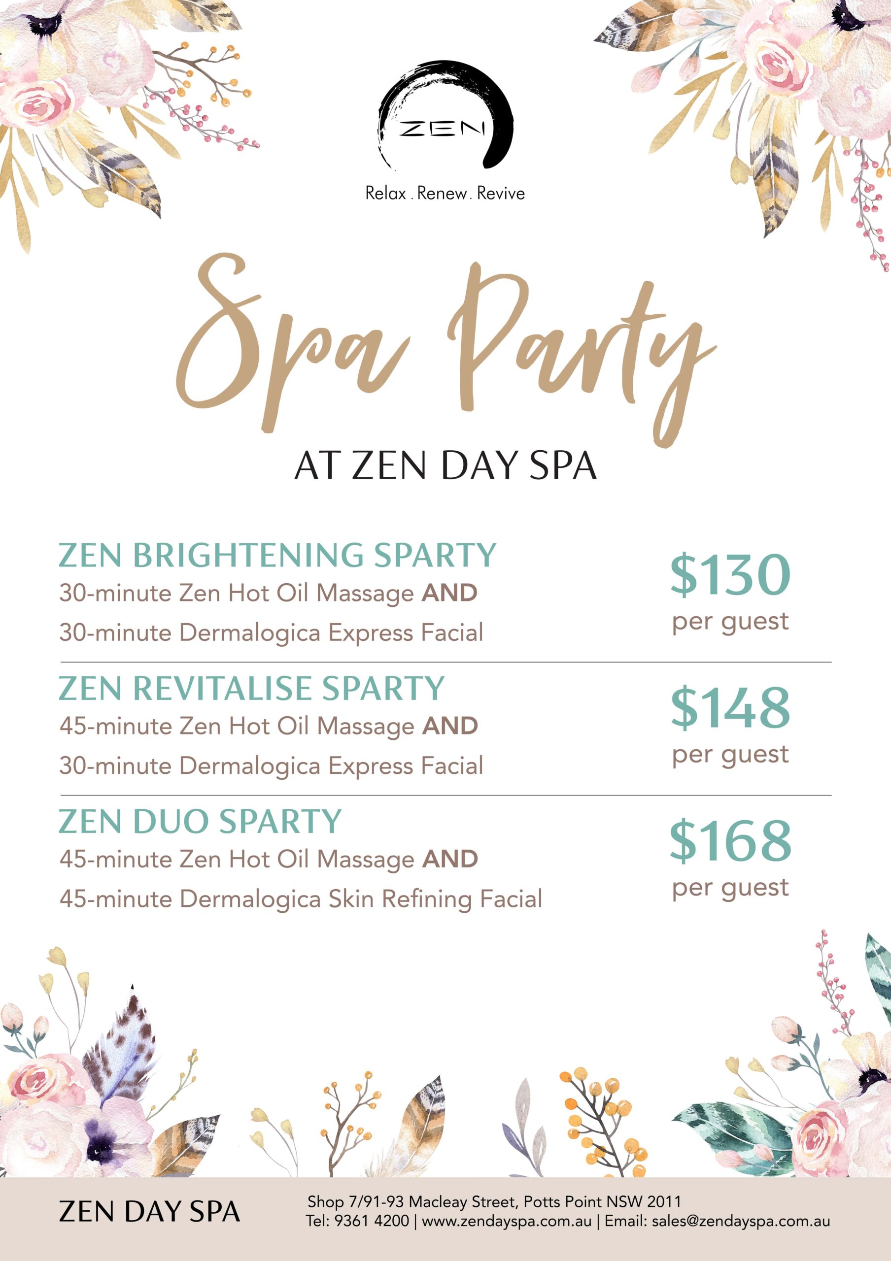Hens Group Spa Day Packages Zen Day Spa