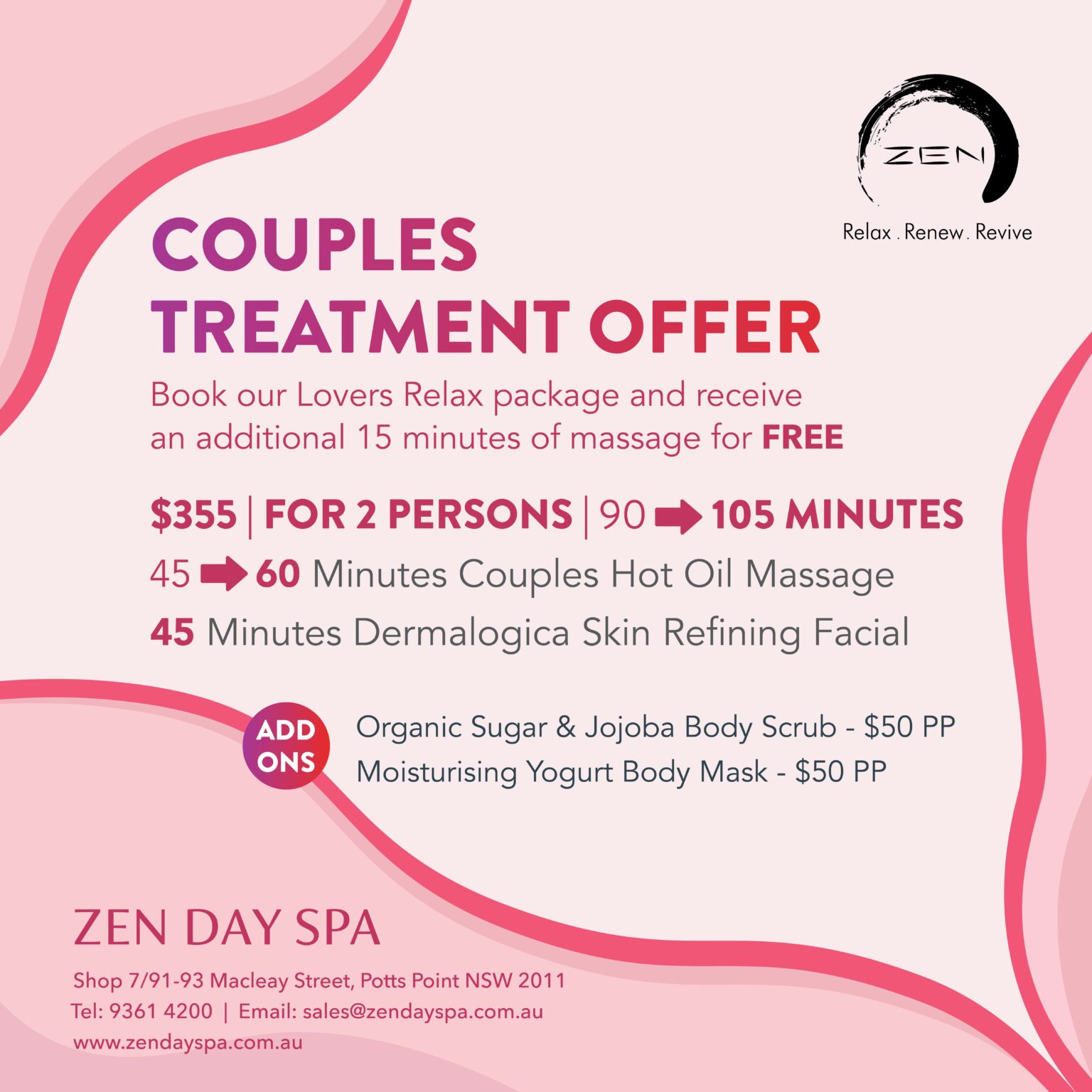Lovers Relax 2023 - Extra 15 mins - Zen Day Spa