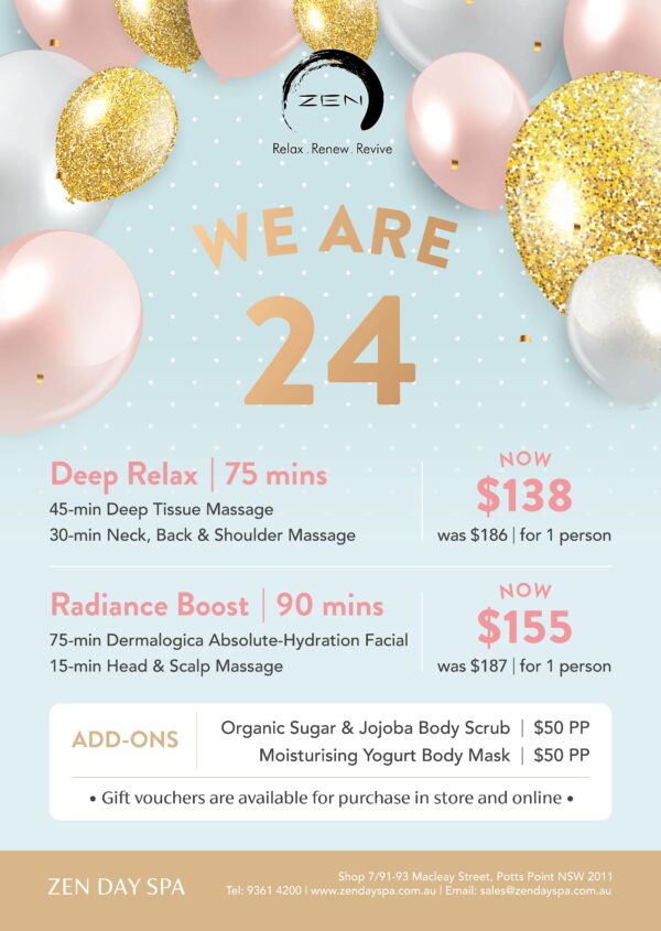 24th Anniversary Offer - Zen Day Spa