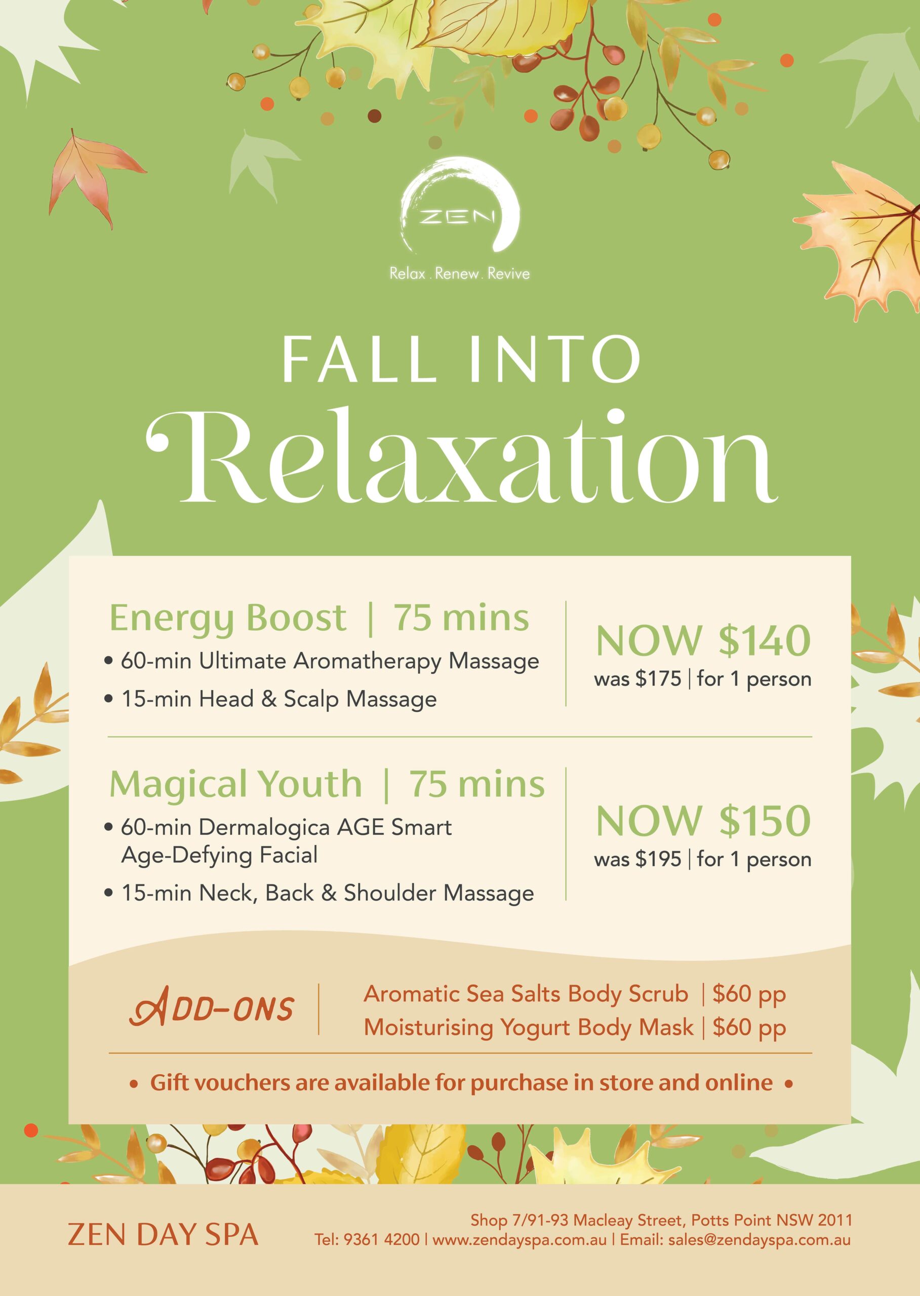 Autumn Spa Packages - Zen Day Spa