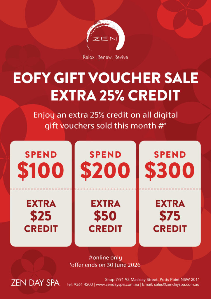 EOFY Gift Voucher Sale – Get 25% Extra Credit | Zen Day Spa Sydney
